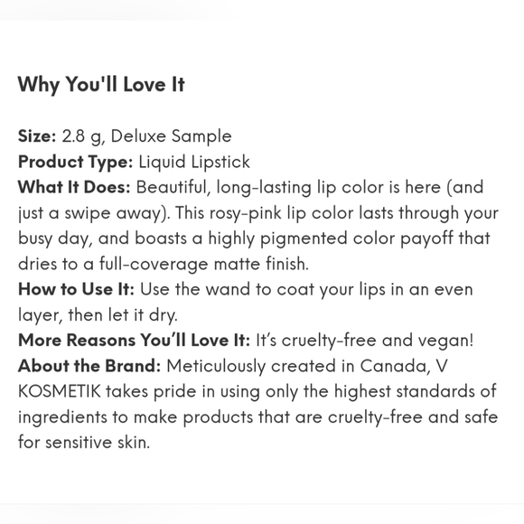 V Kosmetik Liquid Lipstick in Bubbly Set of 2 NWT - Picture 3 of 5